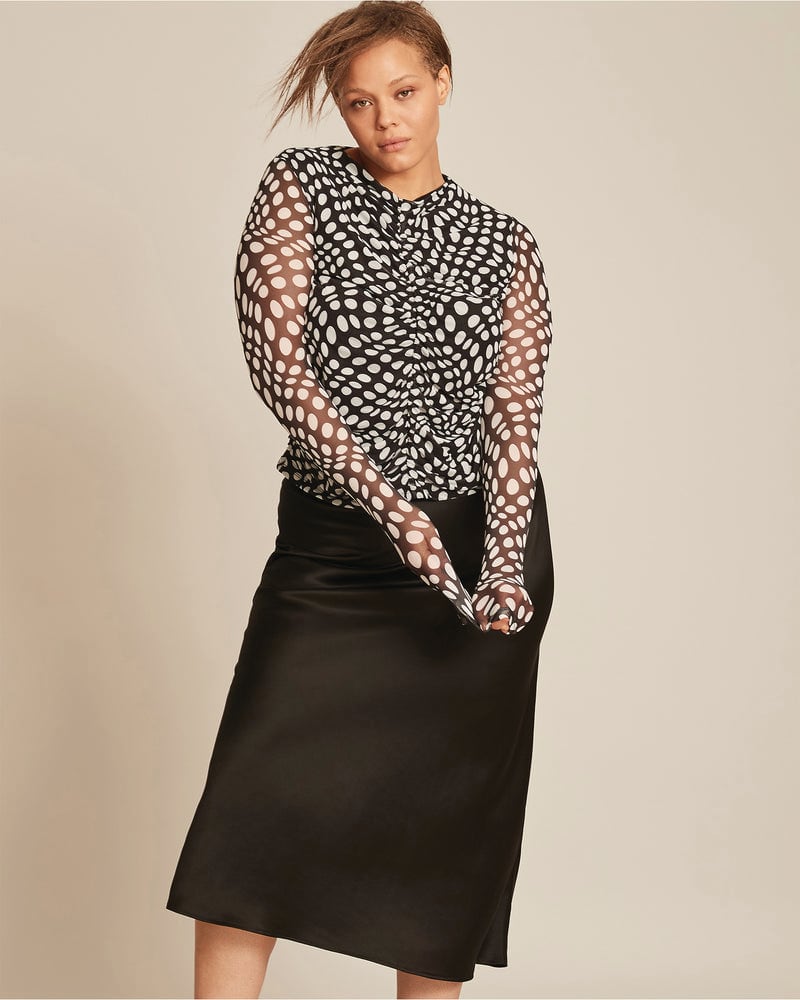 Plus size model wearing Dawn Mesh Top by 11 Honoré Collection | Dia&Co | dia_product_style_image_id:199983